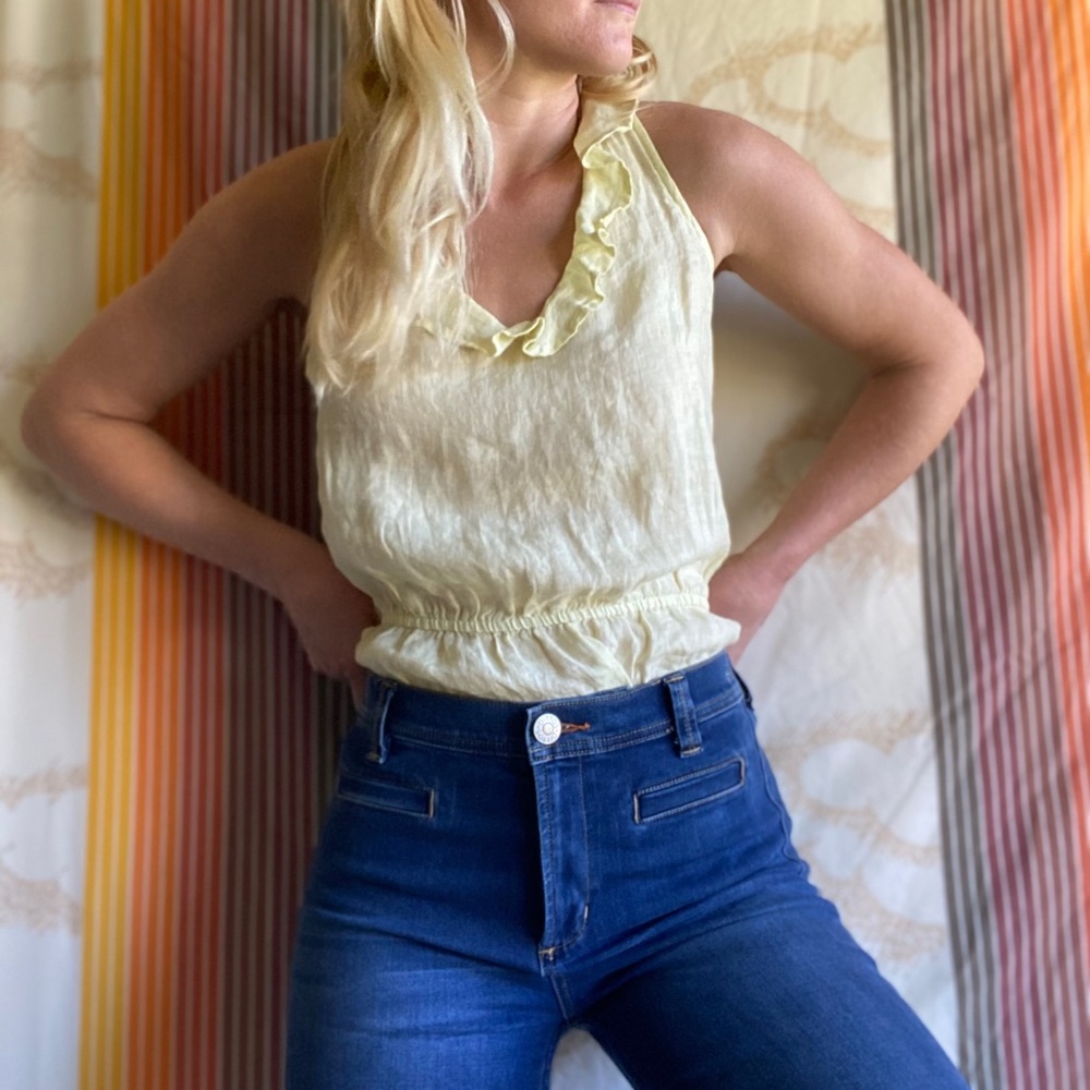 NWT Anthropologie Linen Peplum Sleeveless Blouse